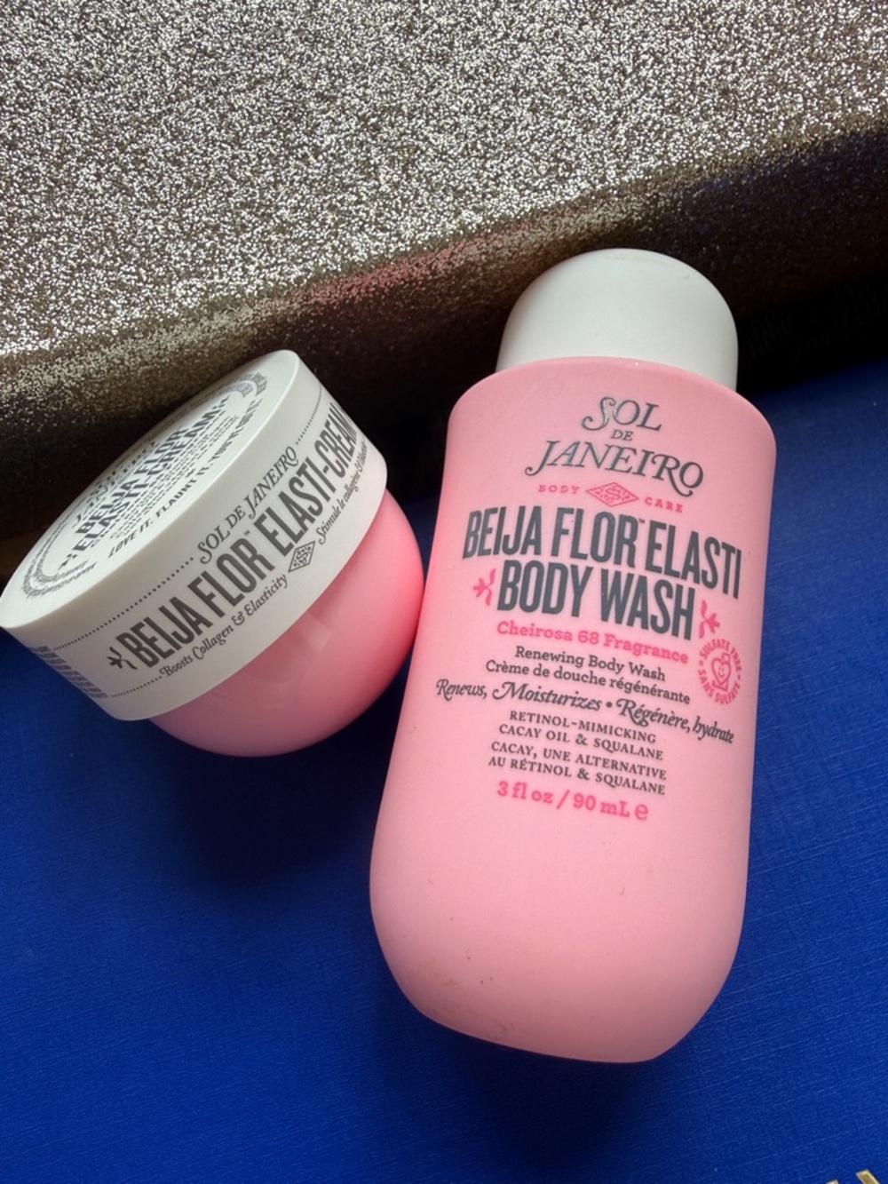 *NEW*2pk* Sol de Janeiro* Pink Beija Flor Elasti Body Wash/bum cream